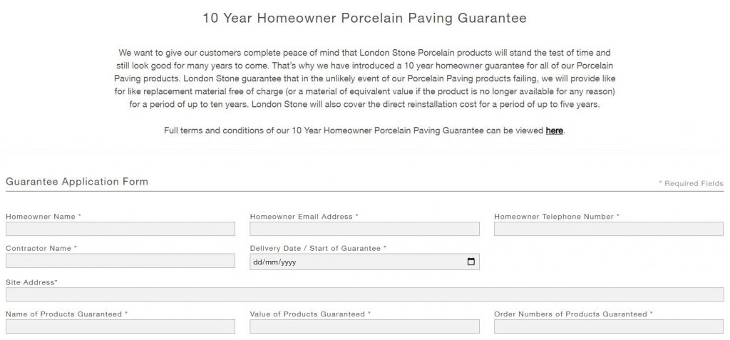 Our 10 Year Porcelain Guarantee disperses worry about the cost of porcelain paving