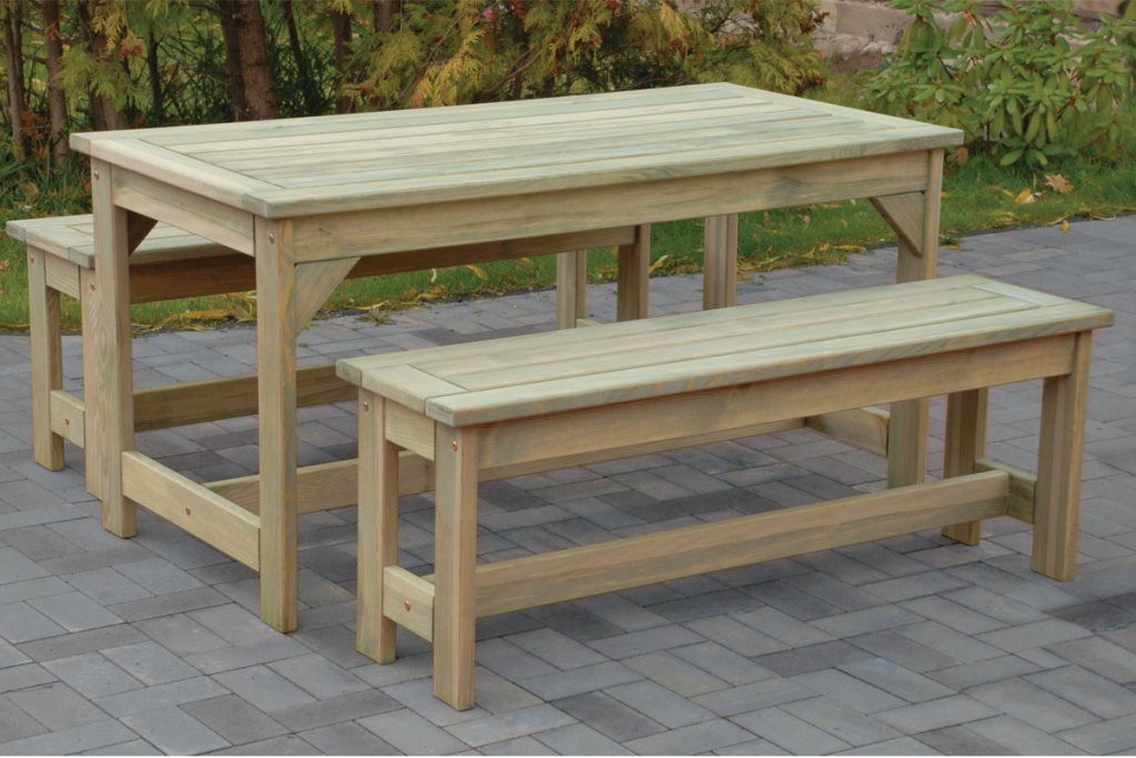 Wooden garden furniture makes a beautiful addition to the garden. 