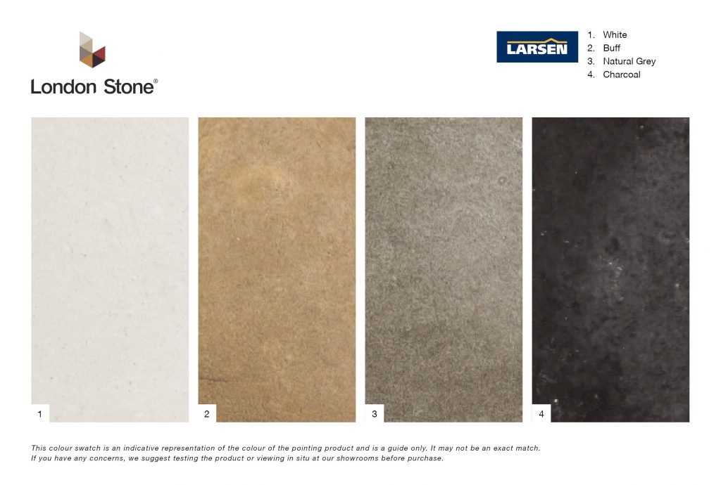 Larsen Gun POint mortar Colour Chart, available from london stone