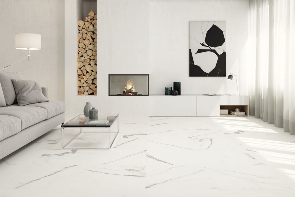 Marble effect tiles will add instant luxury to your living space.