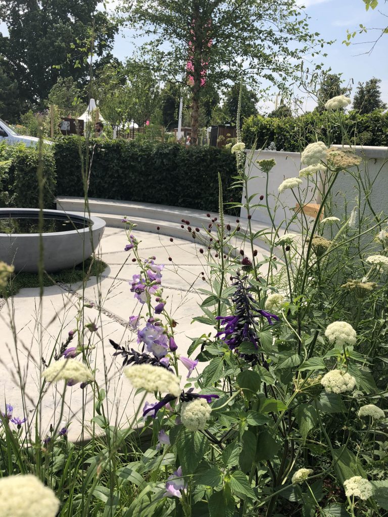 Jura Limestone cut into a circular display with matching circular steps. 