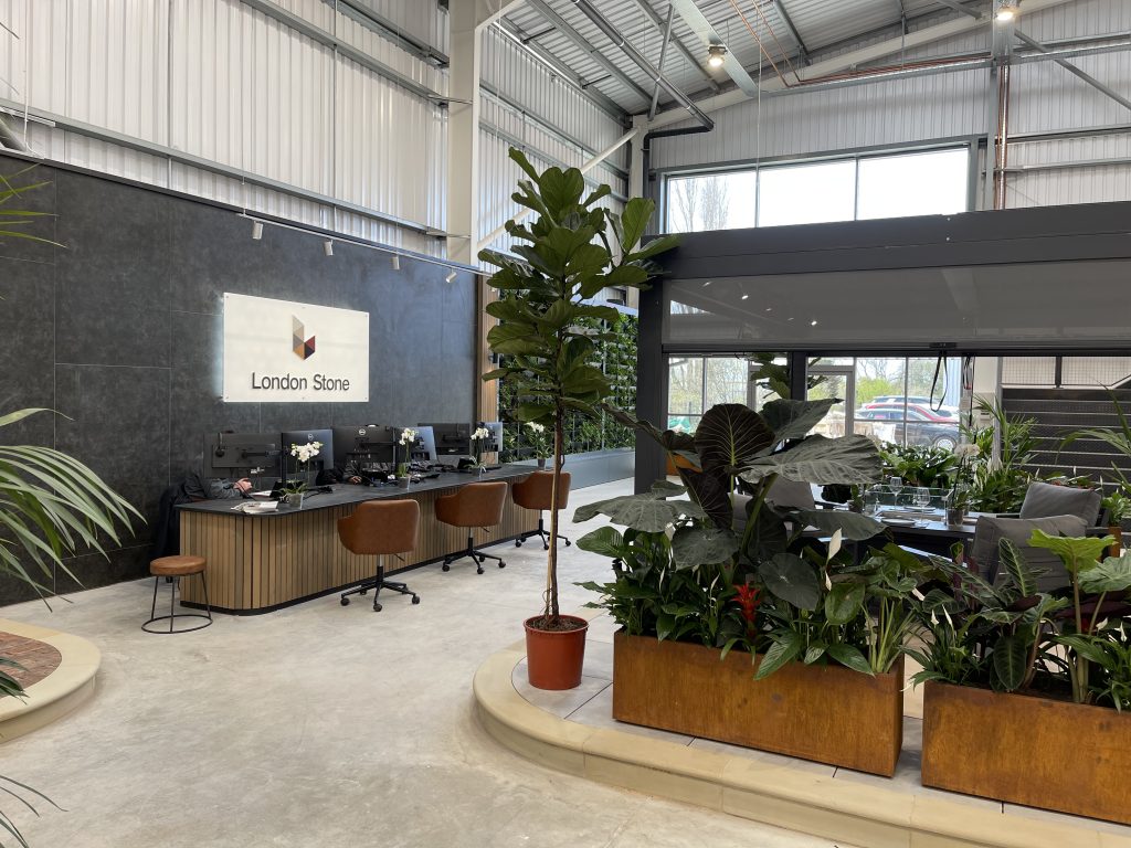 Modern in design, the ground floor of the new London Stone Birmingham Showroom features a dedicated customer service area