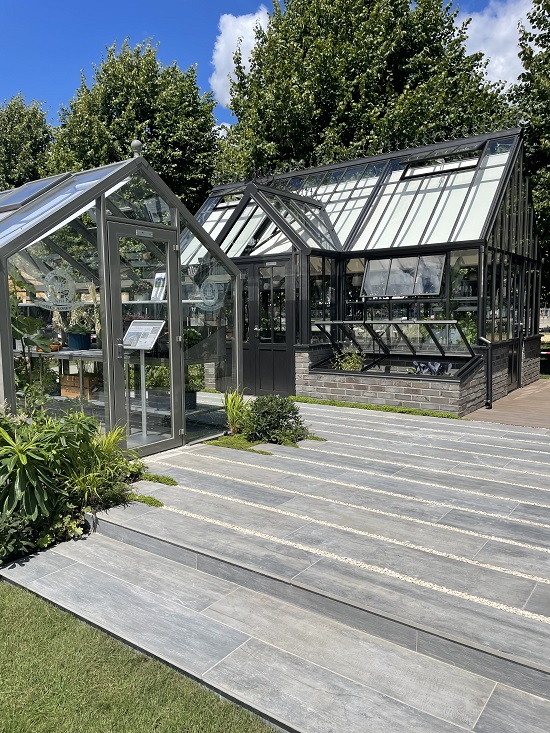 Cinder Porcelain paves Hartley Botanic trade stand, Hampton Court Flower Show 2022.