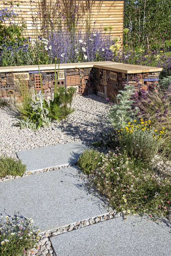 Silver Grey Granite slabs with gravel in Turfed Out Garden, Hampton Court Flower Show 2022
