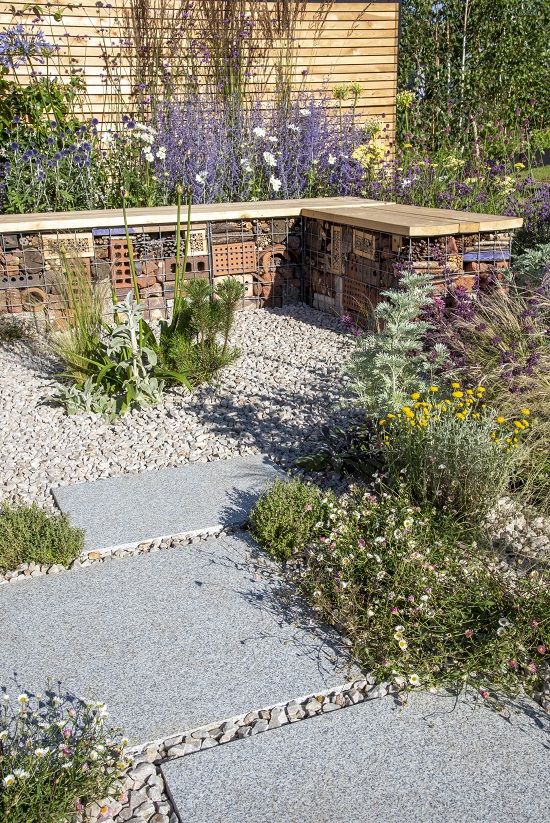 Silver Grey Granite slabs with gravel in Turfed Out Garden, Hampton Court Flower Show 2022