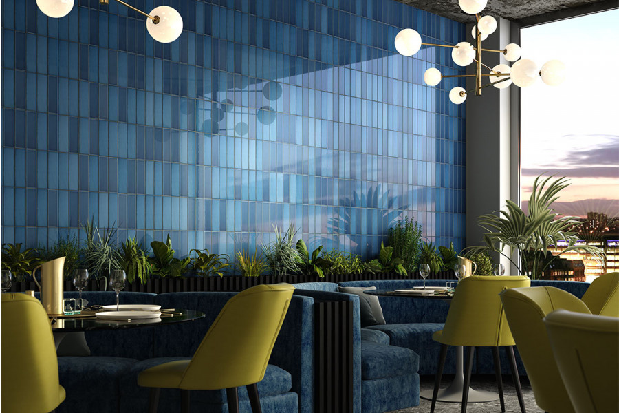 Our Azure Glazed Ceramic Wall Tile features a stunning blue transparent gloss finish ideal for bathrooms