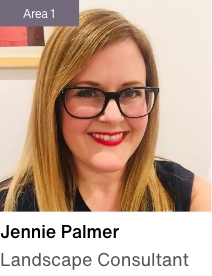 Headshot of Landscape consultant Jennie Palmer, glasses, long blonde hair