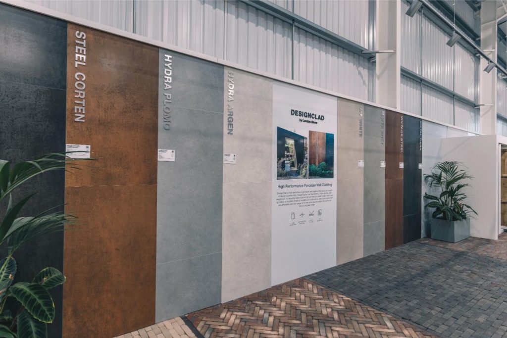 DesignClad porcelain cladding in wall display in London Stone showroom