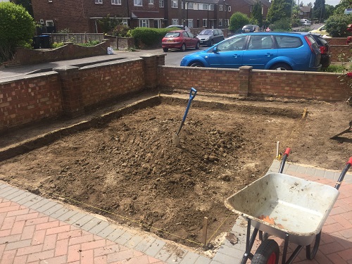 Front garden, Half way Excavation