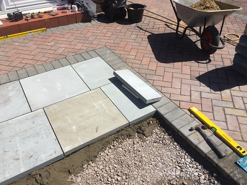 Front garden, laying grey yorkstone