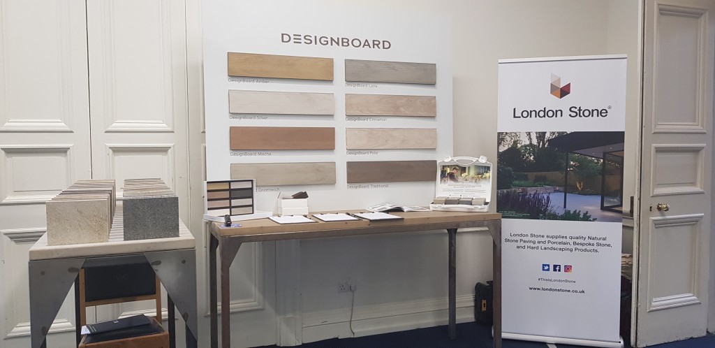 London Stone stand displaying Composite Decking, Natural Stone & Porcelain at the SGD Spring Conference 