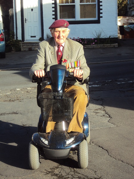 Mr Whitwell on mobility scooter from Perennial